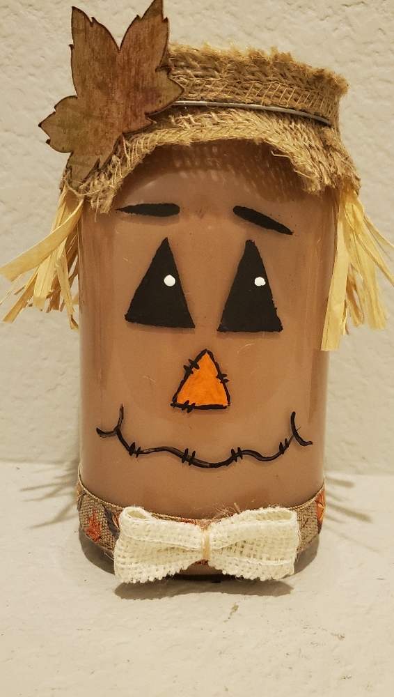 Hand Crafted Mason Jar Scarecrow